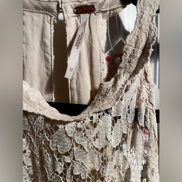 Free People Lost in a Dream Cream Lace Mini Dress, NWT Size 12 - Picture 4 of 5